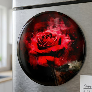Rote Rose Blume Aquarell - bb Magnet