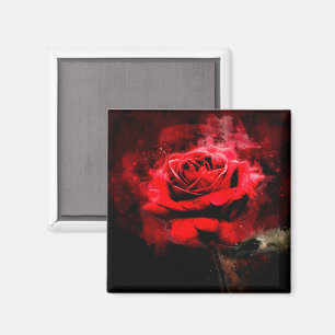 Rote Rose Blume Aquarell - bb Magnet