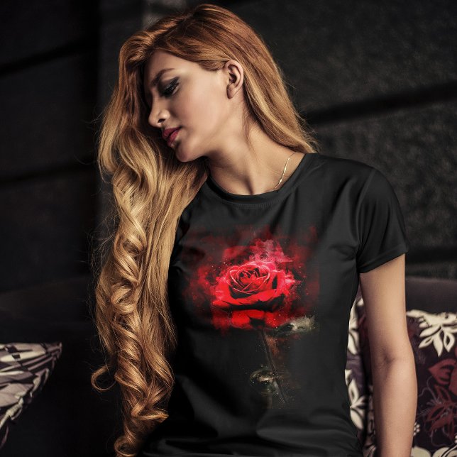 Rote Rose Blume Aquarell - bb T-Shirt (Von Creator hochgeladen)