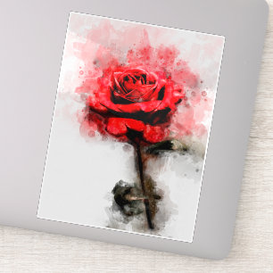 Rote Rose Blume Aquarell - wb Aufkleber