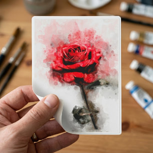Rote Rose Blume Aquarell - wb Aufkleber