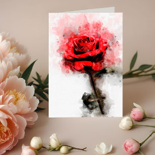 Rote Rose Blume Aquarell - wb Dankeskarte