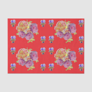 Rote Rose Blume Blumenmuster Shabby Chic Muster Seidenpapier
