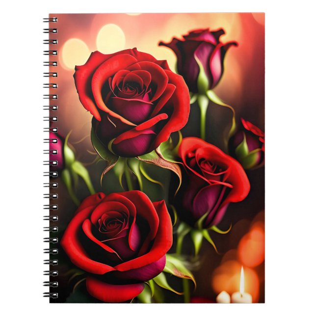 Rote Rose Blume Digitales Kunstwerk-58567 Notizblock (Vorderseite)