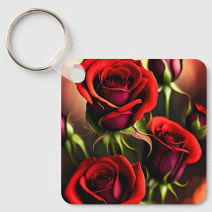 Rote Rose Blume Digitales Kunstwerk-58567 Schlüsselanhänger