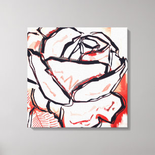Rote Rose Blume Elegante Moderne Kunst, Dichtung u Leinwanddruck