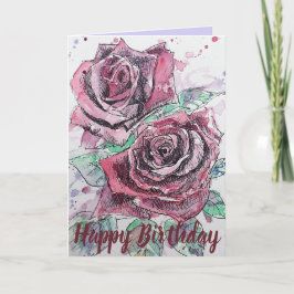 Rote Rose Blume Floral Happy Geburtstagskarte Karte