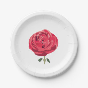 Rote Rose Blume Florale Rote Rose Party Pappteller
