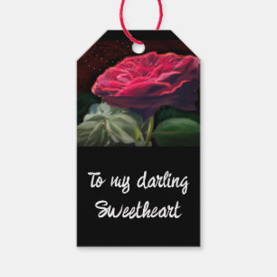 Rote Rose Blume Grüne Schwarze Kunst Blume Geschenkanhänger