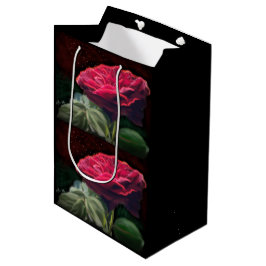 Rote Rose Blume Grüne Schwarze Kunst Blume Mittlere Geschenktüte