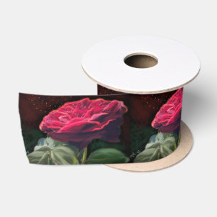 Rote Rose Blume Grüne Schwarze Kunst Blume Satinband