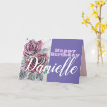 Rote Rose Blume Happy Birthday Frauen Name Card