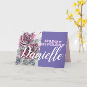 Rote Rose Blume Happy Birthday Frauen Name Card Karte
