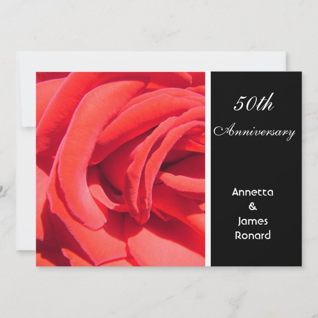 Rote Rose Blume Hochzeitstag Einladung (Vorderseite)