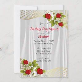 Rote Rose Blume mit Gold - Muttertagsdesign Einladung