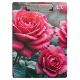 Rote Rose Blume Mit Monogramm Garden Lover Klemmbrett