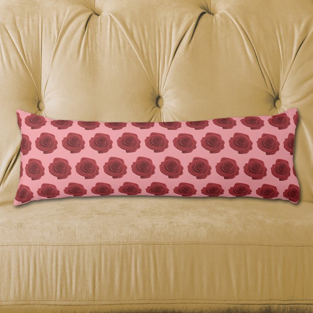 Rote Rose Blume Nahtloses Muster auf Kissenboden Seitenschläferkissen (Red Rose flower seamless pattern on body pillow)