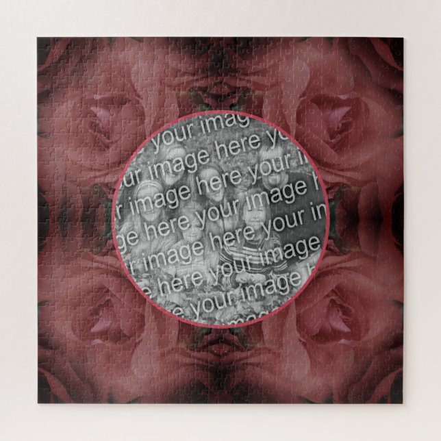 Rote Rose Blume Naturrahmen hinzufügen Foto Puzzle (Vertikal)