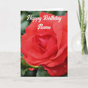 Rote Rose Blume Personalisiert Geburtstag Karte
