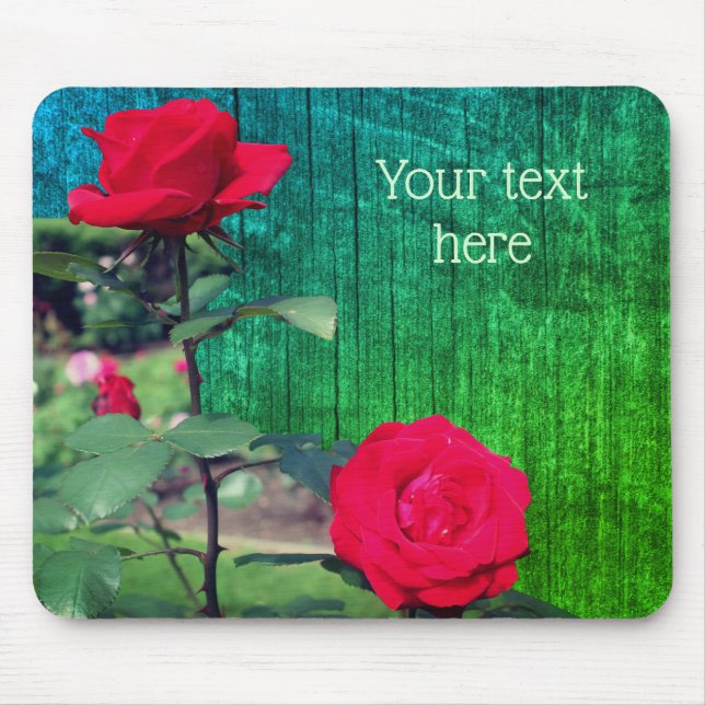 Rote Rose Blume Personalisiert Mousepad (Vorne)