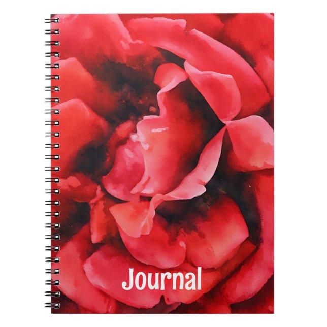 Rote Rose Blume Petals Art Journal personalisieren Notizblock (Vorderseite)