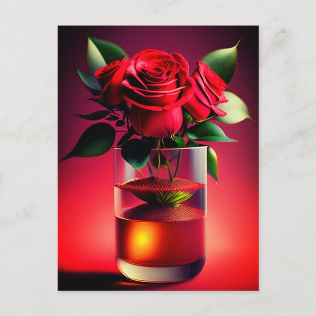 Rote Rose Blume Postkarte (Vorderseite)