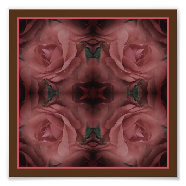 Rote Rose Blume Spiegeln Abstrakte Natur 8x8 Fotodruck (Vorne)