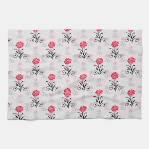 Rote Rose Blume Stalk-Muster Geschirrtuch