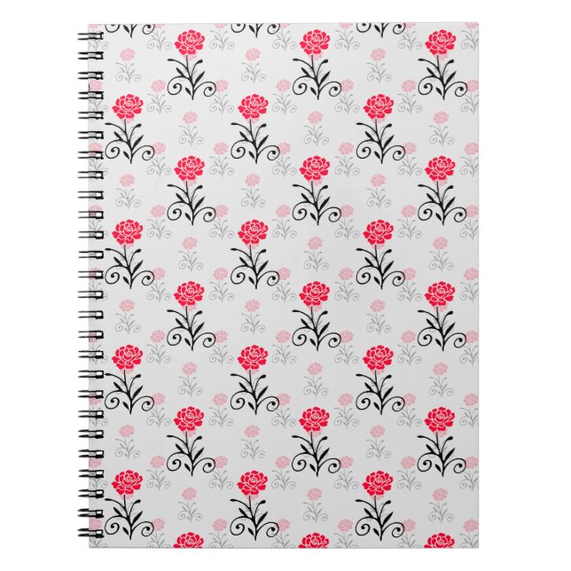 Rote Rose Blume Stalk-Muster Notizblock (Vorderseite)