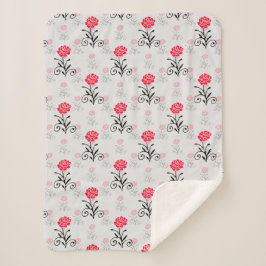 Rote Rose Blume Stalk-Muster Sherpadecke