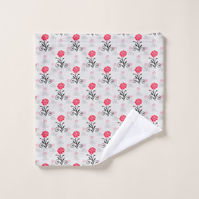 Rote Rose Blume Stalk-Muster Waschlappen (Waschlappen)