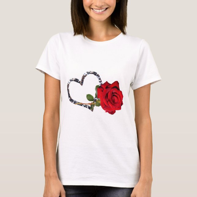 rote Rose Blume T-Shirt (Vorderseite)