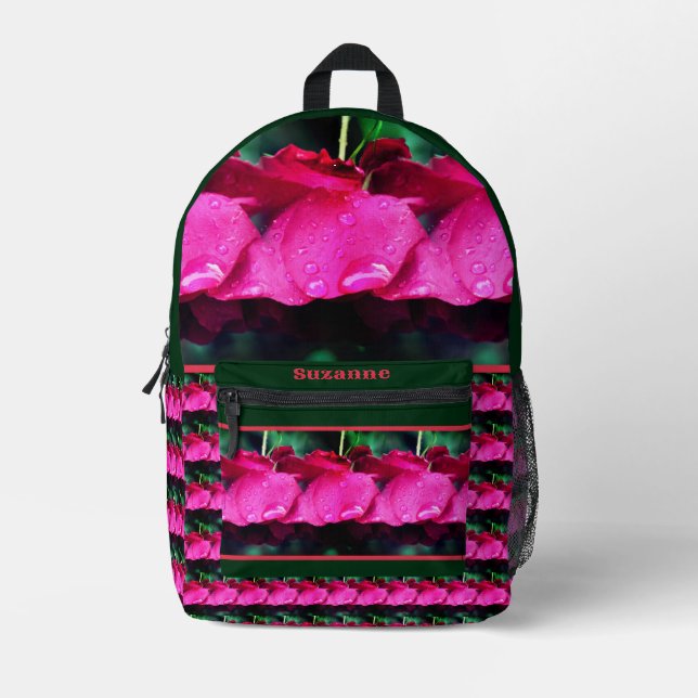 Rote Rose Blume und Seile Personalisiert Bedruckter Rucksack (Vorderseite)