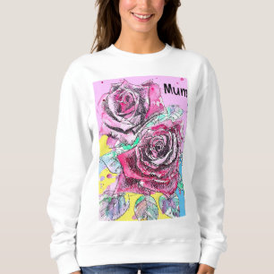 Rote Rose Blume Wasserfarben Sweatshirt