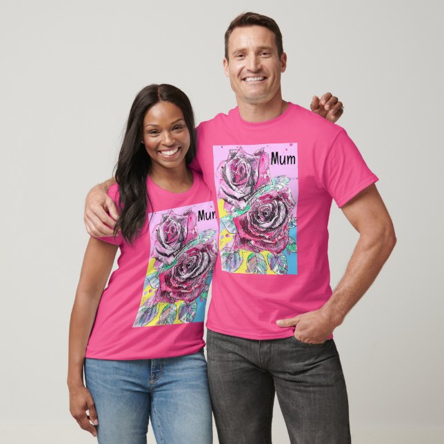 Rote Rose Blume Wasserfarben T-Shirt (Unisex)