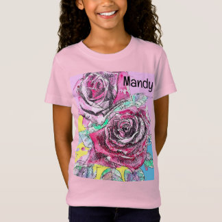 Rote Rose Blume Wasserfarben T-Shirt