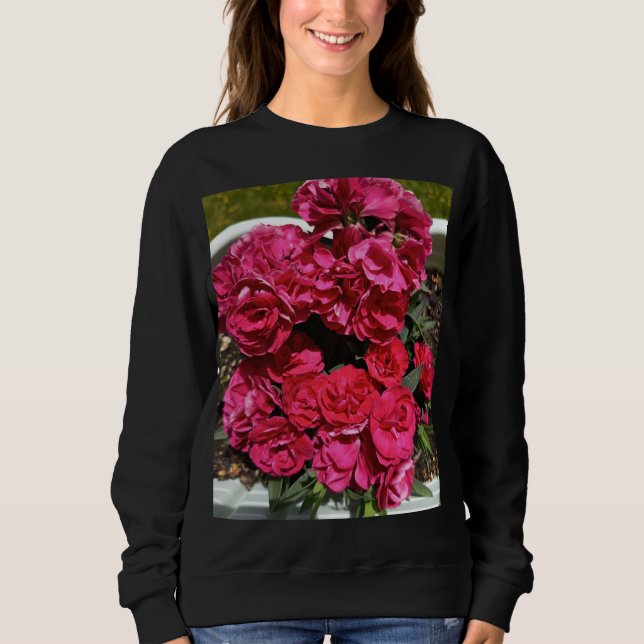 Rote Rose Blumen Frauen Sweatshirt (Vorderseite)