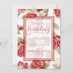 Rote Rose, Blumen-Klassiker Hochzeitseinladung Dankeskarte
