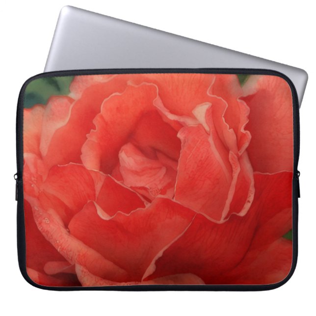 Rote Rose Blumen Kunst Laptop Hülle Sleeve (Vorderseite)