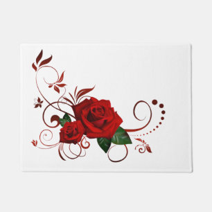Rote Rose Blumen Türmatte