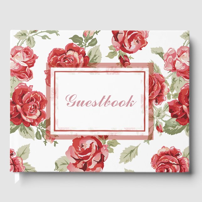 Rote Rose Blumendruck Gästebuch (Vorderseite)