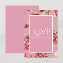 Rote Rose Blumendruck Save the Date RSVP-Karte RSVP Karte