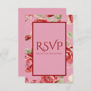 Rote Rose Blumendruck Save the Date RSVP-Karte RSVP Karte