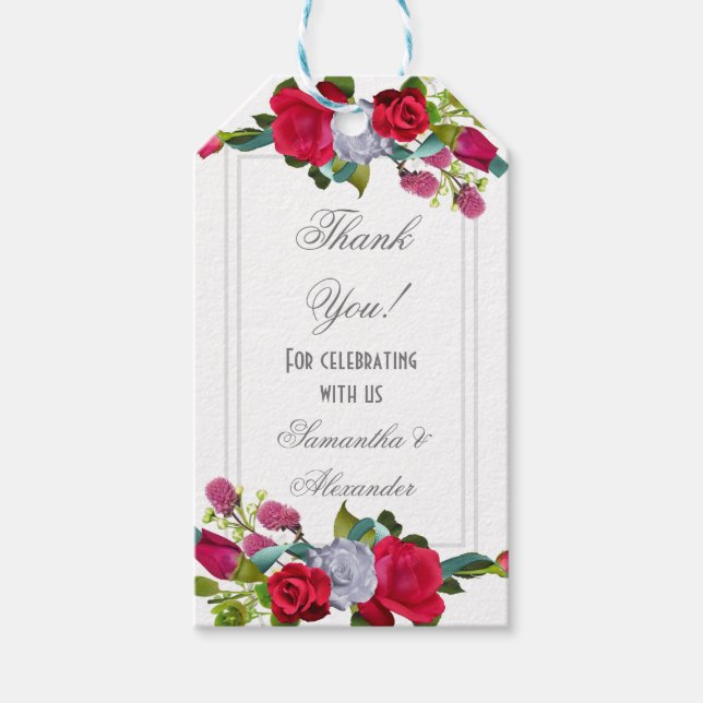 Rote Rose Blumenhochzeit Geschenkanhänger (Vorderseite)