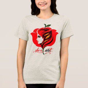 Rote Rose Blumenkunst Tri-Blend Shirt