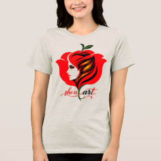 Rote Rose Blumenkunst Tri-Blend Shirt