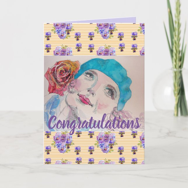 Rote Rose Blumenmuster Kunstkarte Karte (Vorderseite)