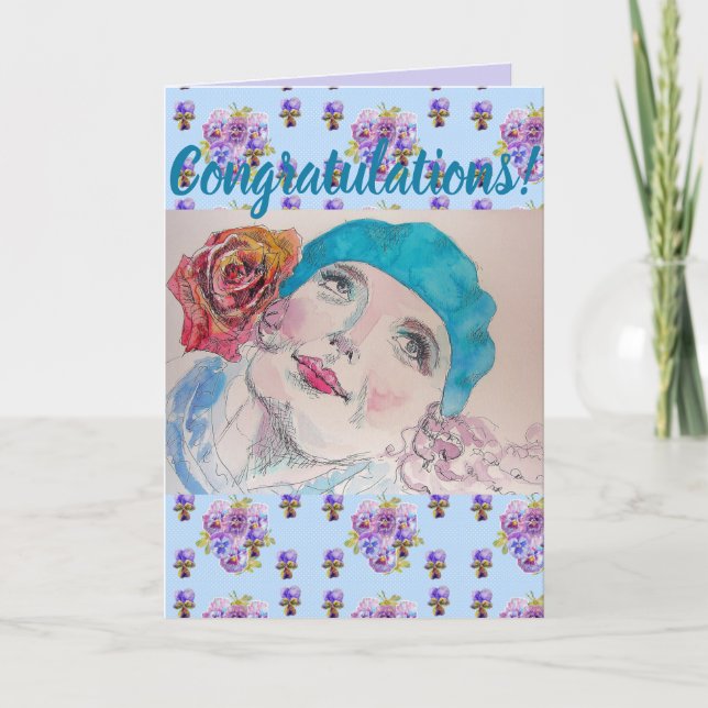 Rote Rose Blumenmuster Kunstkarte Karte (Vorderseite)