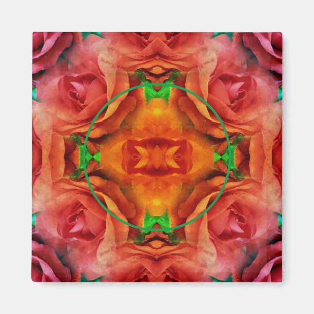 Rote Rose Blumenrahmen Ihr Foto hinzufügen Magnet (Vorne)