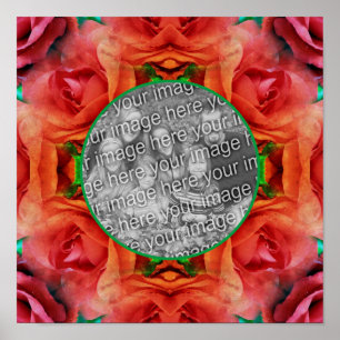 Rote Rose Blumenrahmen Ihr Foto hinzufügen Poster